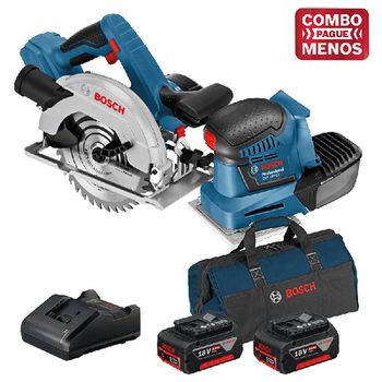 Kit Bosch Serra Circular + Lixadeira + 2 Baterias 18V + Maleta - Bosch - Ritec Máquinas e Ferramentas