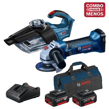 Kit Bosch Esmerilhadeira + Aspirador + 2 Baterias 18V + Maleta - Bosch - Ritec Máquinas e Ferramentas