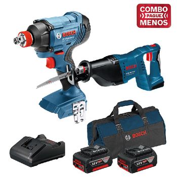 Kit Bosch Serra Sabre + Chave de Impacto + 2 Baterias 18V + Maleta - Bosch - Ritec Máquinas e Ferramentas
