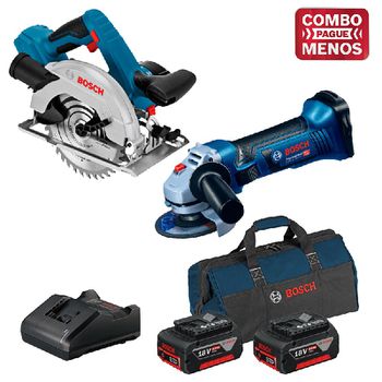 Kit Bosch Esmerilhadeira + Serra Circular + 2 Baterias 18V + Maleta - Bosch - Ritec Máquinas e Ferramentas