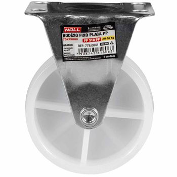 Rodízio Fixo Branco Placa PP 75 x 25mm (778,0041) - Noll - Ritec Máquinas e Ferramentas
