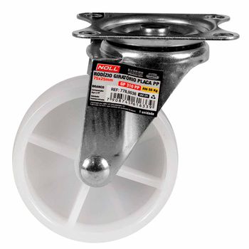 Rodízio Giratório Branco Placa PP 75 x 25mm (778,0038) - Noll - Ritec Máquinas e Ferramentas