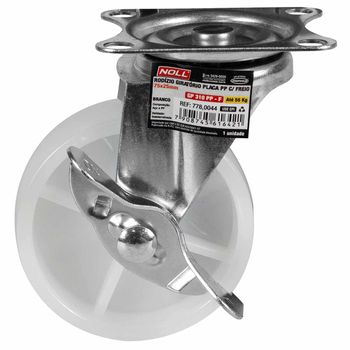 Rodízio Giratório Com Freio e Placa 75 x 25mm (778,0044) - Noll - Ritec Máquinas e Ferramentas