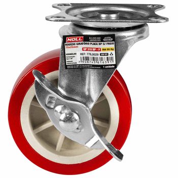 Rodízio Giratório Com Freio e Placa 75 x 25mm (778,0029) - Noll - Ritec Máquinas e Ferramentas