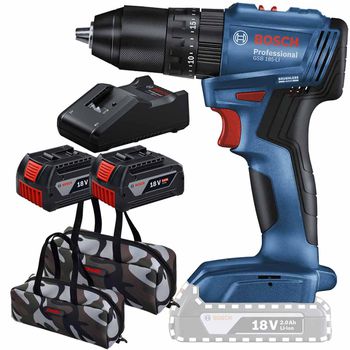 Furadeira / Parafusadeira de Impacto Com 2 Baterias e Carregador + Bolsa (GSB 185-LI) - Bosch - Ritec Máquinas e Ferramentas