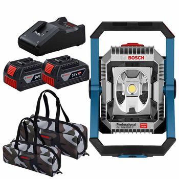 Refletor Com 2 Baterias e Carregador + Bolsa (GLI 18V-2200 C) - Bosch - Ritec Máquinas e Ferramentas