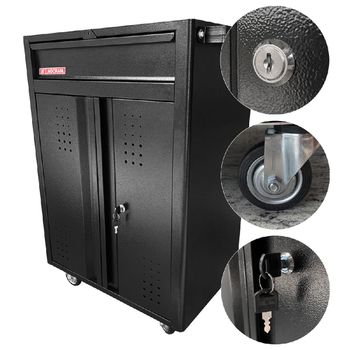 Carrinho Para Ferramentas Fechado Com 1 Gaveta e 2 Portas Preto (NC-11) - Nocram - Ritec Máquinas e Ferramentas