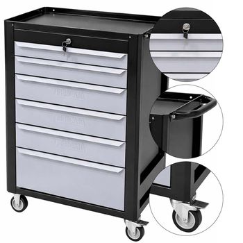 Carrinho Para Ferramentas Fechado Com 6 Gavetas Preto (C08) - Fercar - Ritec Máquinas e Ferramentas