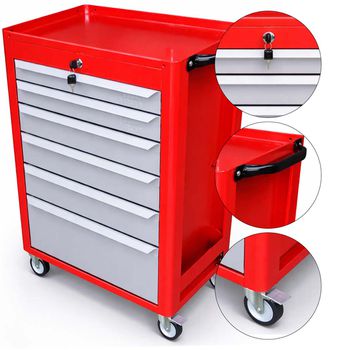Carrinho Para Ferramentas Fechado Com 6 Gavetas Vermelho (C08) - Fercar - Ritec Máquinas e Ferramentas