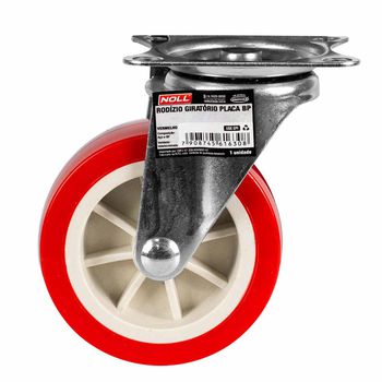 Rodízio Giratório Vermelho Placa BP 75 x 25mm (778,0023) - Noll - Ritec Máquinas e Ferramentas