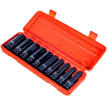 Jogo de Soquete Sextavado de Impacto Longo 1/2'' - 10 Peças (435,0198) - Noll - Ritec Máquinas e Ferramentas