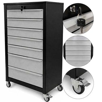 Armário Gaveteiro Com Rodas e 08 Gavetas Preto (1066) - Fercar - Ritec Máquinas e Ferramentas