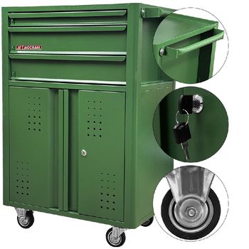 Carrinho Para Ferramentas Fechado Com 3 Gavetas Verde (NC-14) - Nocram - Ritec Máquinas e Ferramentas