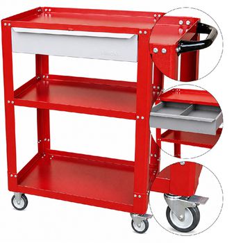 Carrinho Para Ferramentas Desmontável Com 1 Gaveta Vermelho (CD02) - Fercar - Ritec Máquinas e Ferramentas