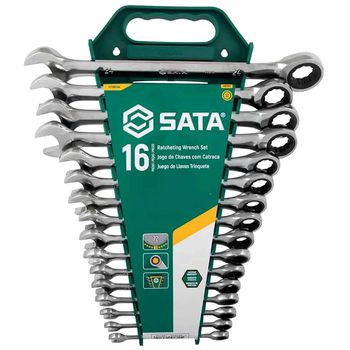 Jogo de Chave Combinada Com Catraca 16 Peças 8mm à 24mm (ST08034L) - Sata - Ritec Máquinas e Ferramentas