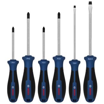 Jogo de Chaves de Fenda PH/PZ/SL Com 6 Peças (1600A039PF) - Bosch Pro - Ritec Máquinas e Ferramentas