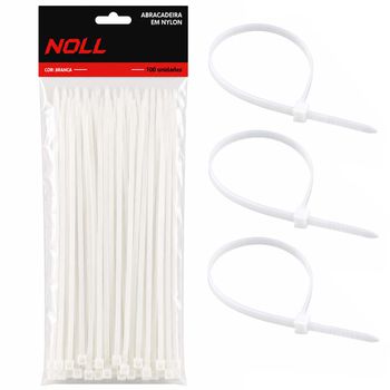 Abraçadeira de Nylon Natural 3,2 x 200mm Com 100 Unidades (80,0004) - Noll - Ritec Máquinas e Ferramentas