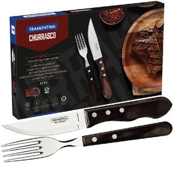 Jogo de Talheres Para Churrasco Polywood Com 12 Peças Castanho (21199/996) - Tramontina - Ritec Máquinas e Ferramentas