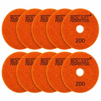 Kit Disco Diamantado Para Polir 4'' GR. 200 Com 10 Unidades (545,0003) - Rocast - Ritec Máquinas e Ferramentas