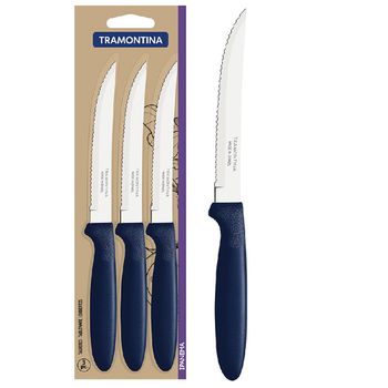 Jogo de Facas Para Churrasco Ipanema Azul Com 3 Peças (23360/315) - Tramontina - Ritec Máquinas e Ferramentas
