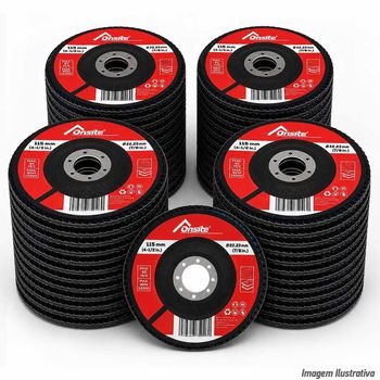 Kit Disco de Lixa Flap 4.1/2'' x 7/8'' - GR50 Com 200 Unidades (746782) - Onsite - Ritec Máquinas e Ferramentas