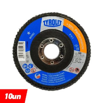 Combo Disco de Lixa Flap Angular 115mm Grana 80 - Basic - 34318366 - TYROLIT - Ritec Máquinas e Ferramentas