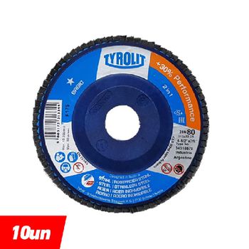Combo Disco de Lixa Flap Plano 115mm Grana 80 - Basic 28N - 34318570 - TYROLIT - Ritec Máquinas e Ferramentas