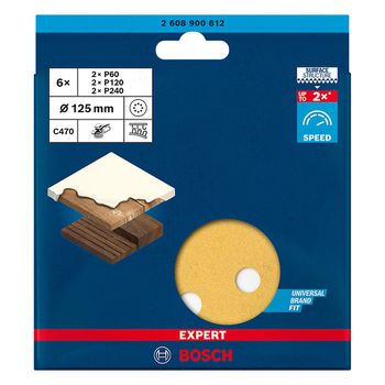 Jogo de Discos de Lixa Bosch EXPERT C470 125mm G60/120/240 - Ritec Máquinas e Ferramentas