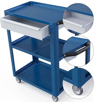 Carrinho Para Ferramentas Aberto Com 1 Gaveta Azul (CS02) - Fercar - Ritec Máquinas e Ferramentas
