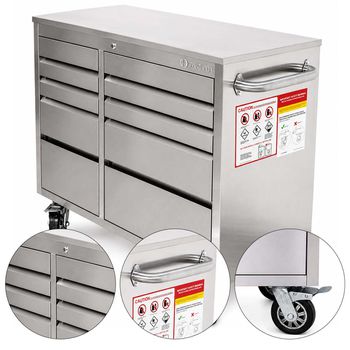 Carrinho Bancada Móvel Para Ferramentas em Aço Inox Com 10 Gavetas (585,0011) - Tactix - Ritec Máquinas e Ferramentas