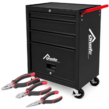 Carrinho Para Ferramentas Fechado Com 3 Gavetas e Jogo de Alicates 3 Peças - Onsite - Ritec Máquinas e Ferramentas