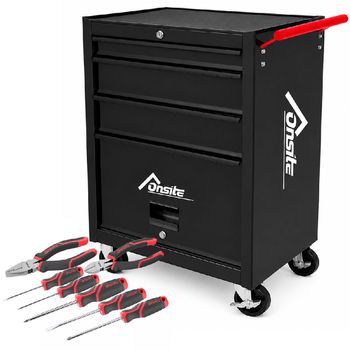 Carrinho Para Ferramentas Fechado Com 3 Gavetas e Jogo de Ferramentas 7 Peças - Onsite - Ritec Máquinas e Ferramentas