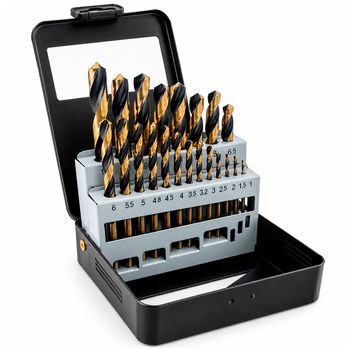Jogo de Brocas Aço Rápido HSS 21 Peças 1 a 10mm Black Gold DIN 338 - K2 - Ritec Máquinas e Ferramentas