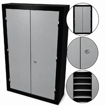 Armário Para Ferramentas Fechado Com 4 Prateleiras Preto e Cinza (1239) - Fercar - Ritec Máquinas e Ferramentas