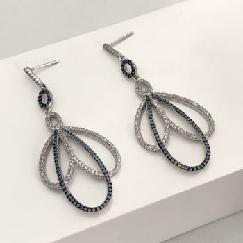 Brinco Nano Turquesa e Zirconias Prata 925 - 10105... - Roanne Jóias