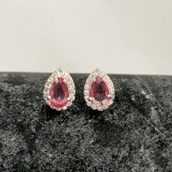Brinco Gota Rosa Cereja Com Zirconia Prata 925 - 1... - Roanne Jóias