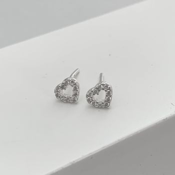 Brinco Baby Coraçao com Zirconia Vazado Prata 925 ... - Roanne Jóias