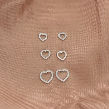 Trio Brinco Coraçao Vazado Prata 925 - 1011830645 - Roanne Jóias