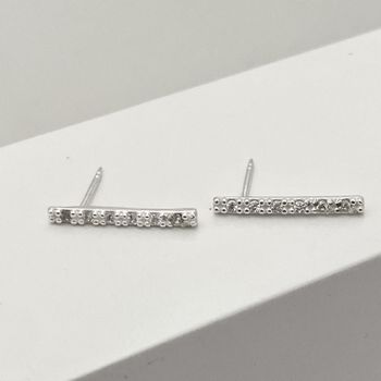 Brinco Palito Medio com Zirconia Prata 925 - 10118... - Roanne Jóias