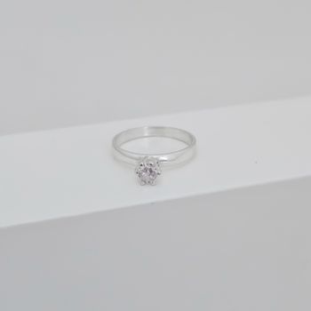 Anel Solitario Zirconia Cristal Prata 925 - 101183... - Roanne Jóias