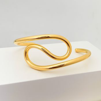 Bracelete Tubo Ondulado Banhado a Ouro 18k - 10118... - Roanne Jóias