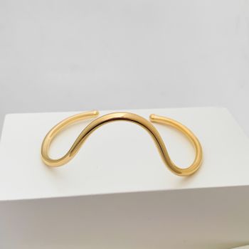 Bracelete Ondulado Aberto Banhado A Ouro 18k - 10... - Roanne Jóias