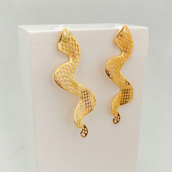 Brinco Cobra Rendado Banhado a Ouro 18k - 10118317... - Roanne Jóias