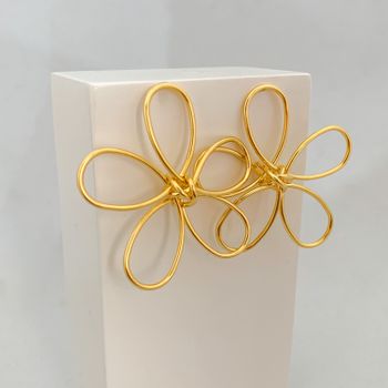 Brinco Flor Vazado Banhado a Ouro 18k - 1011831799 - Roanne Jóias