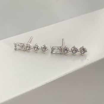 Brinco com Zirconia Geometricas Prata 925 - 101183... - Roanne Jóias