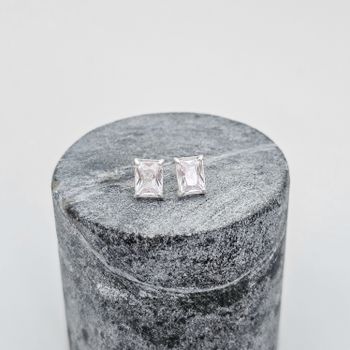 Brinco Retagular Zirconia Cristal Prata 925 - 1011... - Roanne Jóias