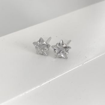 Brinco Estrela Zirconia Cristal 8x8mm Prata 925 - ... - Roanne Jóias
