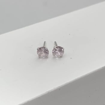 Brinco Baby 5mm Zirconia Rosa Prata 925 - 10118321... - Roanne Jóias