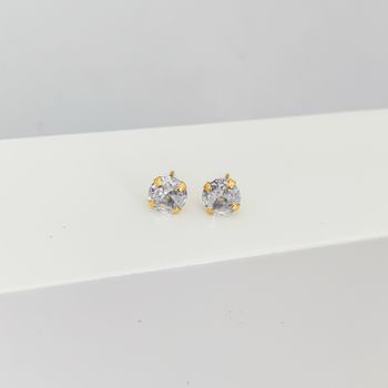 Brinco Solitário 6mm Banhado a Ouro 18k - 10118321... - Roanne Jóias
