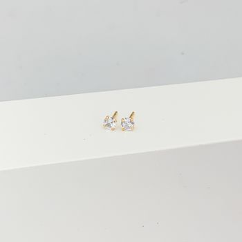 Brinco Solitário 4mm Banhado a Ouro 18k - 10118321... - Roanne Jóias